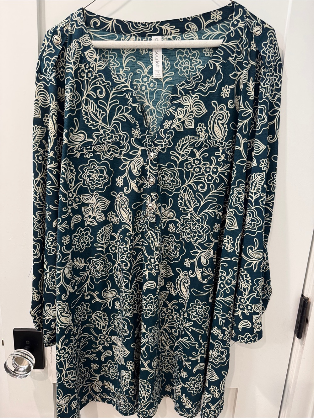 Dear Scarlett Teal Green Floral Tunic - 3X